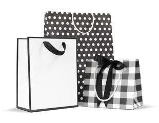 Black Friday Shopping bags isolated on white background, Banner for sales promotion, online shopping, or special offer