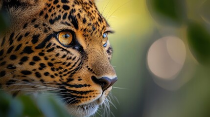 Wall Mural -  A close-up of a cheetah's face with a blurred background