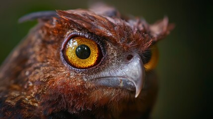 Poster -  A tight shot of a bird's expressive face reveals a vibrant yellow iris encircled by an orange rim in its eyes