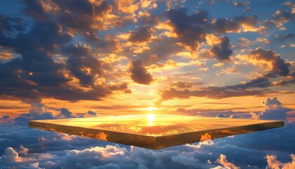 Wall Mural - Dreamy Sunset Sky Over a Glimmering Golden Platform