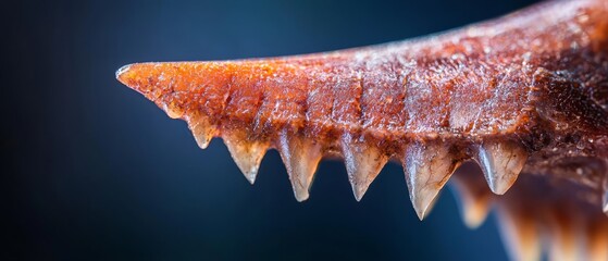 Canvas Print -  A tight shot of a food item with prolonged spikes at its rear against a blue backdrop