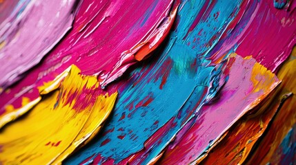 Streaks of oil paint on a canvas, blending vibrant colors into a chaotic yet artistic pattern. The dynamic interplay of hues creates a lively visual experience, showcasing the beauty of abstract art