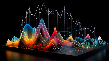 Aufkleber - Abstract business graph in mountain style. Data connection concept element for business.