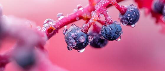 Sticker - leaves dotted with water droplets, center in focus