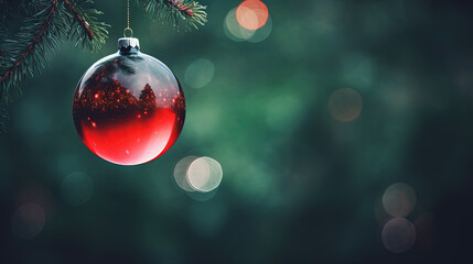 Poster - Christmas ball for the holiday tree. Shiny bauble for winter Xmas holidays.