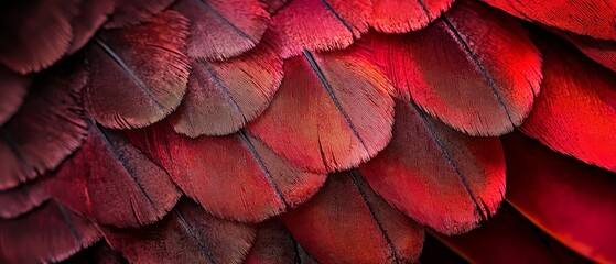 Wall Mural -  A tight shot of a bird's back displaying red and yellow feathers