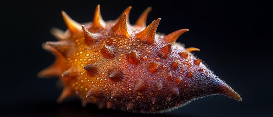 Poster -  A tight shot of a flower with dewdrops on its petals and bud