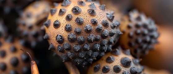 Sticker -  A tight shot of assorted fruits displaying numerous black specks at their tops and bases