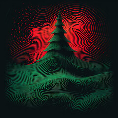 Wall Mural - Christmas tree in music equalizer or music waveform. Party card for winter holidays.