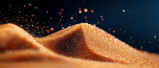 Wall Mural -  A tight shot of a sand dune with a hazy depiction of sand issuing from its summit