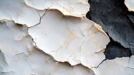 Canvas Print -  A tight shot of peeling white and black paint from a black and white surface