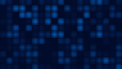 Fototapete - Halftone Pixel Dithering Square Tiles Seamless Pattern. Vintage 8-bit Game Background. Vector Illustration. Pixel Halftone Effect Random Tiles Generative Art.