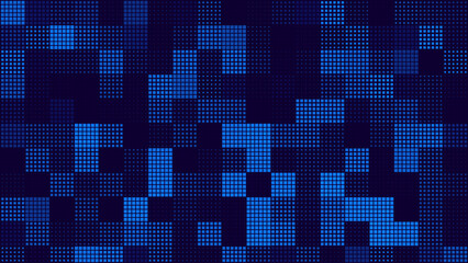 Fototapete - Halftone Pixel Dithering Square Tiles Seamless Pattern. Vintage 8-bit Game Background. Vector Illustration. Pixel Halftone Effect Random Tiles Generative Art.