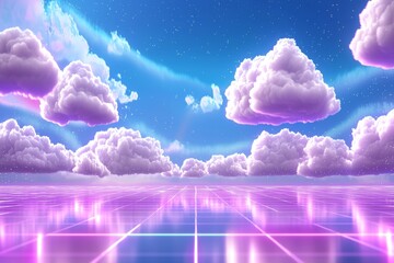 Poster - Sky and clouds in vivid colors. Abstract background in purple