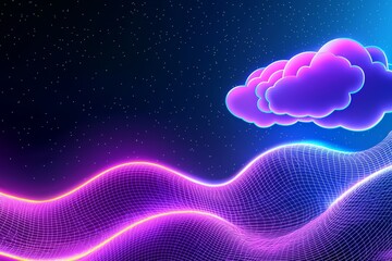 Poster - Background with purple abstract design. Vivid colors of the sky and clouds