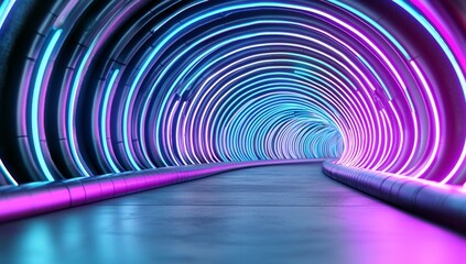 Aufkleber - abstract neon lights into a digital technology tunnel. network, big data, data center, server, inter