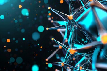 Poster - illustration of blue and orange light streaks on an abstract motion background