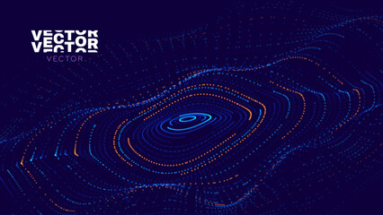 Aufkleber - Digital Wave Circle Audio Lines Grid Big Data Background. Spreading Sound Waves Circles. Visual Data. Futuristic Circular Sound Wave. Big Data Visualization. 3D Virtual Space VR Cyberspace. Vector.
