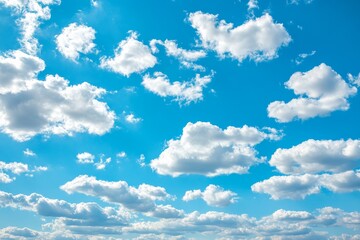 Poster - Bright blue sky with white clouds background, natural, no objects