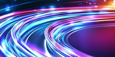 Poster - Abstract background with curved beams of light. Technology futuristic dynamic motion. Moving pattern.