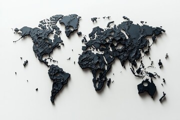 Poster - Economics recession global impact map on solid white background, single object