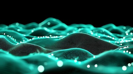 Poster - illustration of data technology. abstract futuristic background. wave of dots.