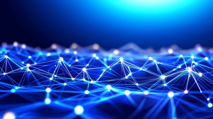Poster - rendering of 3d abstract digital network connection with blue background
