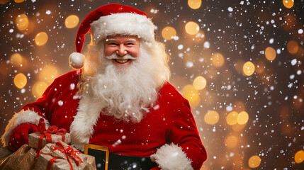 Wall Mural - santa claus with christmas scene