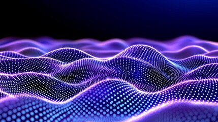 Aufkleber - Beautiful motion wave background with glowing defocused particles. Technology or cyber background concept.