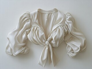 Sticker - White Silk Blouse with Bow - Elegant Fashion Photography