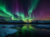 aurora over the lake, northern lights, 