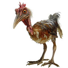 Poster - Lifelike 3d rendering of an ancient bird-like creature with detailed feathers and a captivating look against a see-through background