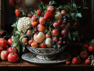 Sticker - Still Life with Fruit Bowl - A Masterpiece of Colour and Detail