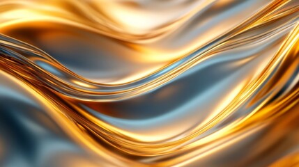 Canvas Print - Abstract Gold and Silver Flowing Wave Pattern