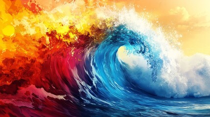 Poster - Colorful Artistic Wave Painting