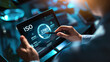 © ihalilyp - ISO 27001 concept. requirements, certification, management, standards. Businessman using tablet to choose ISO 27001 for information security management system