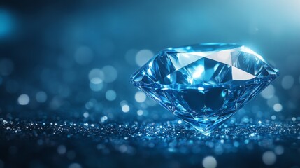 Blue Diamond on Sparkling Background