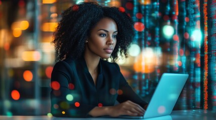 Canvas Print - Businesswoman Working on Laptop