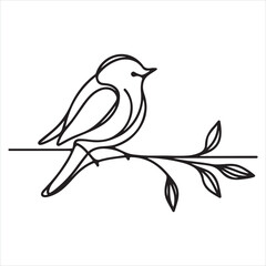 Wall Mural - single one line bird silhouette on white background
