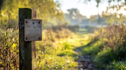 Sticker - Serene Nature Trail in Golden Autumn Landscape