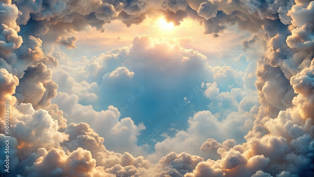 Viewa Inclouds Fluffy Sun Lit Clouds in the Skyline: Majestic Cloud Formations and ...