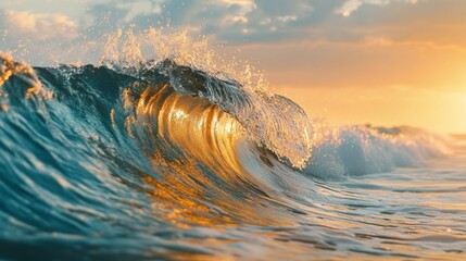 Canvas Print - Sunset Ocean Wave