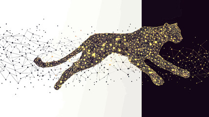 Poster - abstract cheetah polygonal design, geometry triangle light connection structure, low poly vector, mi