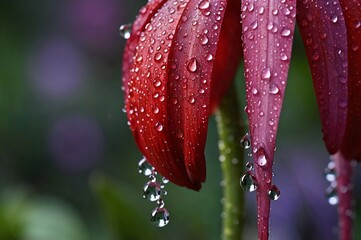 water drops on a red flower