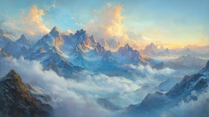 Poster - Majestic Mountain Landscape at Sunrise