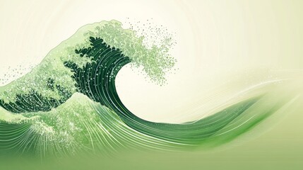 Canvas Print - Green Abstract Wave