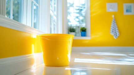 Sticker - Bright Yellow Living Space with Bucket