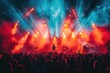 © Roman - Brightly colored lights illuminate a concert scene with a band performing