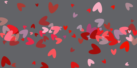 Canvas Print -  Random falling heart shape on transparent background.  Red pattern of random falling hearts confetti. 