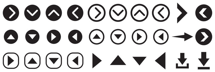 Fototapete - Arrow icon collection set. Containing download, upload, refresh, reload, shuffle, sync, expand icon. Simple line vector.